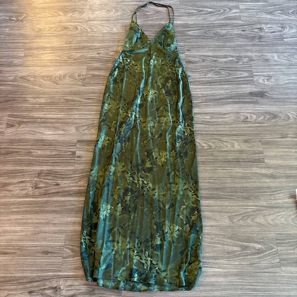 NEW Park & Fifth Griffith Dress Green Floral Halter Open Back XS - Picture 7 of 10